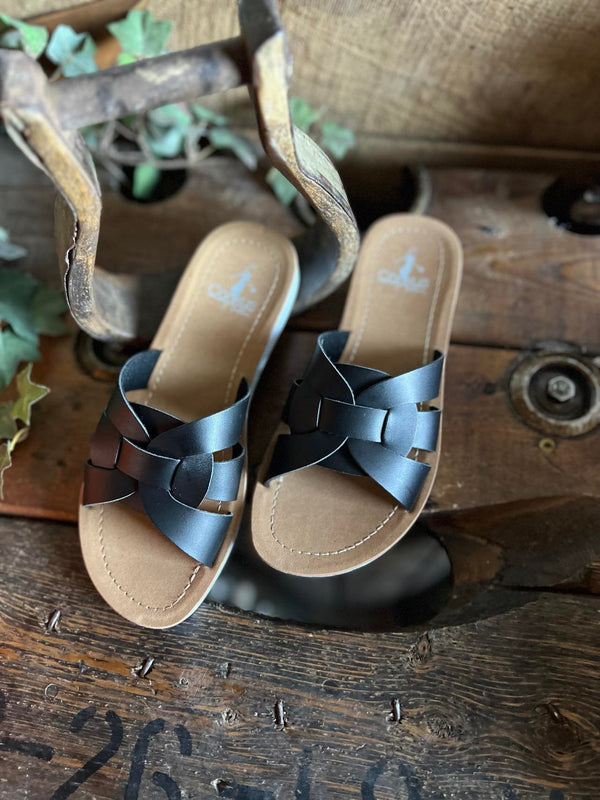 Corkys Rouge Sandal in Black-Women's Casual Shoes-Corkys Footwear-Lucky J Boots & More, Women's, Men's, & Kids Western Store Located in Carthage, MO