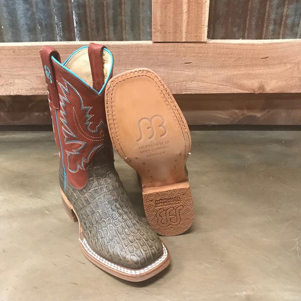 Kids Anderson Bean Imitation Tobacco Caiman Print-Kids Boots-Anderson Bean-Lucky J Boots & More, Women's, Men's, & Kids Western Store Located in Carthage, MO