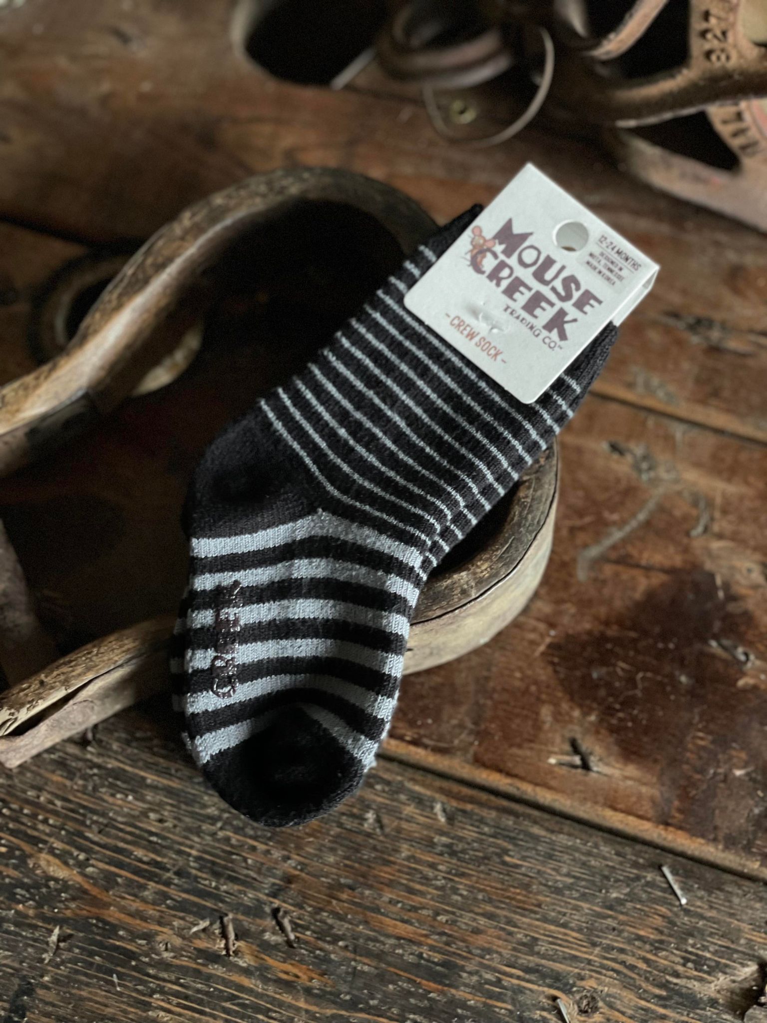 Youth Mouse Creek-Black Stripe Socks-Socks-World's Softest Socks-Lucky J Boots & More, Women's, Men's, & Kids Western Store Located in Carthage, MO