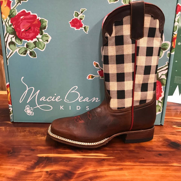 Kid's Macie Bean Checkmate Cowgirl Boots MK9301-Kids Boots-Macie Bean-Lucky J Boots & More, Women's, Men's, & Kids Western Store Located in Carthage, MO