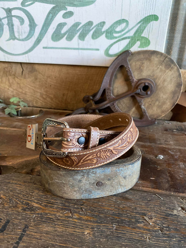 Kids Light Tooled Leather Belt-Toys-Gem-Dandy-Lucky J Boots & More, Women's, Men's, & Kids Western Store Located in Carthage, MO