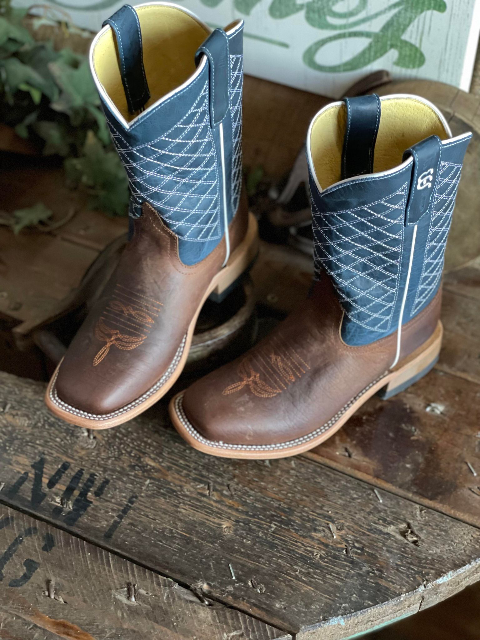 Kids Anderson Bean Toast Bison Square Toe Boots-Kids Boots-Anderson Bean-Lucky J Boots & More, Women's, Men's, & Kids Western Store Located in Carthage, MO