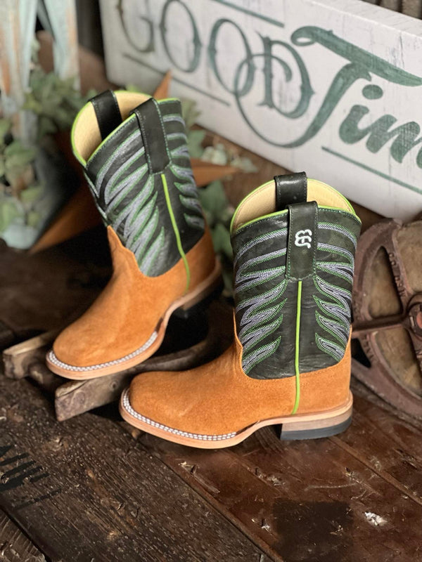 Kids AB Rust Suede and Emerald Explosion Boots-Kids Boots-Anderson Bean-Lucky J Boots & More, Women's, Men's, & Kids Western Store Located in Carthage, MO