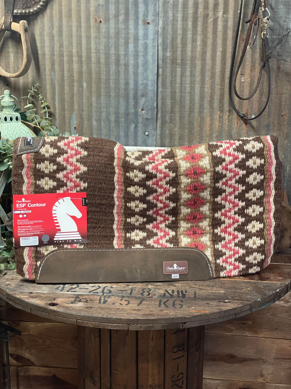 ESP Contoured Wool Saddle Pad 32x34 3/4" Chestnut/Coral-Saddle Pads-Equibrand-Lucky J Boots & More, Women's, Men's, & Kids Western Store Located in Carthage, MO
