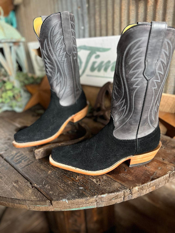 Womens Fenoglio Black Victorian Rough Out w/ Blue Eagle Boots-Women's Boots-Fenoglio Boots-Lucky J Boots & More, Women's, Men's, & Kids Western Store Located in Carthage, MO