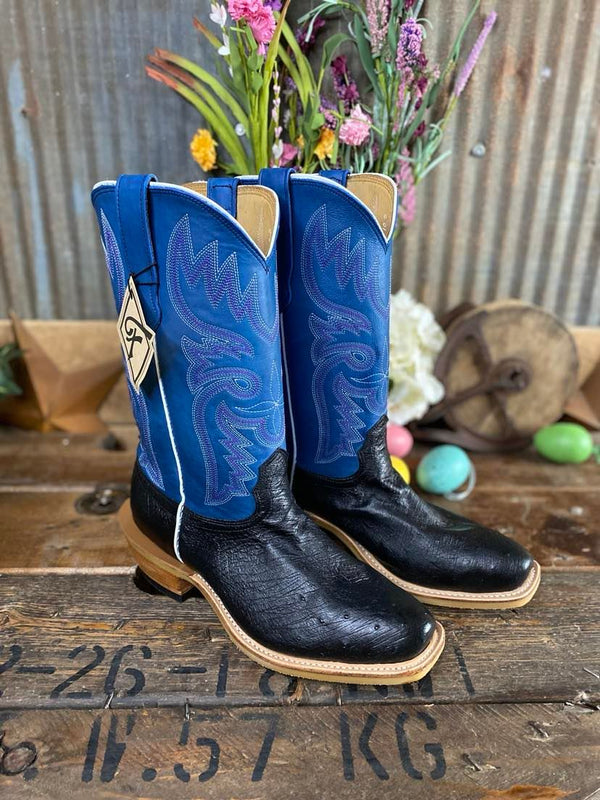Mens Fenoglio Black Smooth Quill Ostrich Boots-Men's Boots-Fenoglio Boots-Lucky J Boots & More, Women's, Men's, & Kids Western Store Located in Carthage, MO