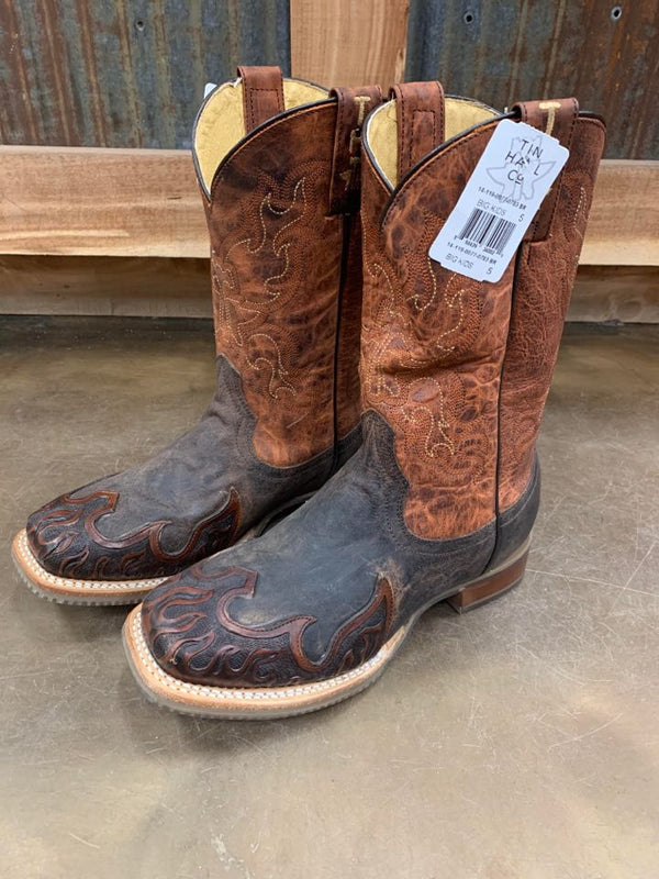 Kid's Tin Haul Flaming hot Boot with Truck Club Sole-Kids Boots-Tin Haul-Lucky J Boots & More, Women's, Men's, & Kids Western Store Located in Carthage, MO