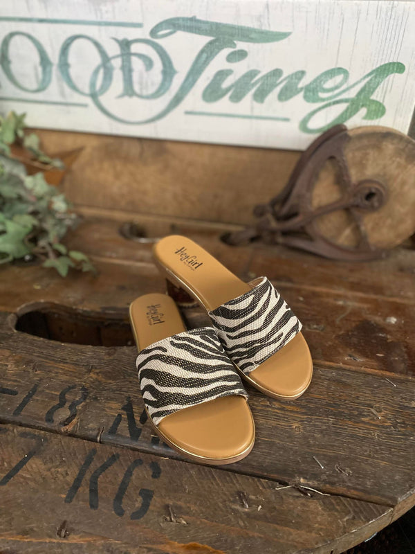 Graceful Sandal in Black Zebra by Corkys-Women's Casual Shoes-Corkys Footwear-Lucky J Boots & More, Women's, Men's, & Kids Western Store Located in Carthage, MO