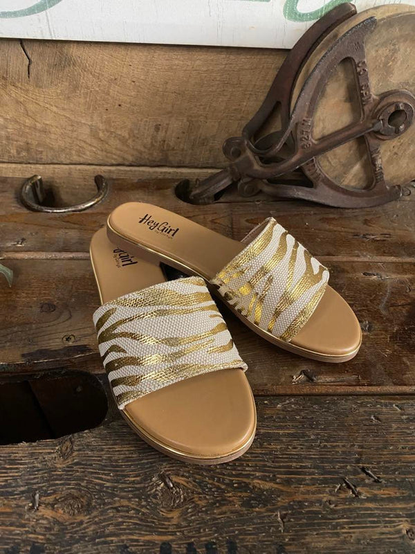 Graceful Sandal in Gold Zebra by Corkys-Women's Casual Shoes-Corkys Footwear-Lucky J Boots & More, Women's, Men's, & Kids Western Store Located in Carthage, MO