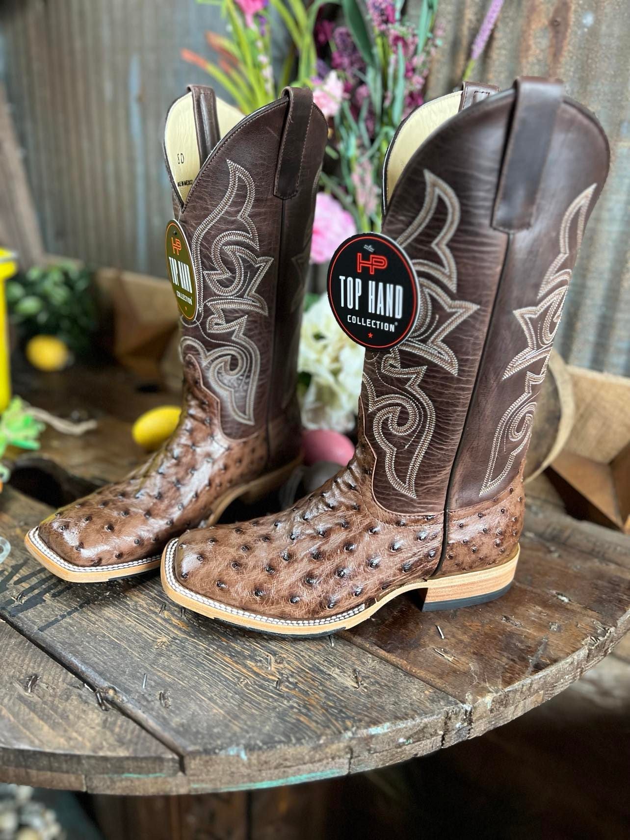 Men's HP Kango Tabacco Full Quill Ostrich Boots-Men's Boots-Horse Power-Lucky J Boots & More, Women's, Men's, & Kids Western Store Located in Carthage, MO