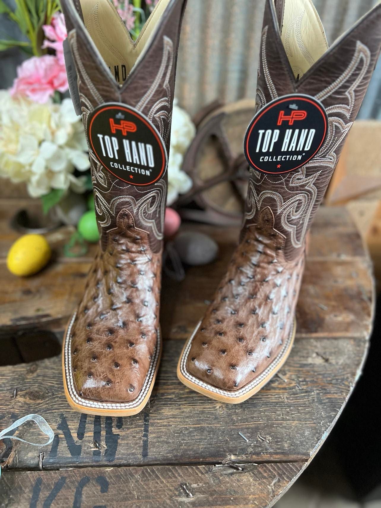 Men's HP Kango Tabacco Full Quill Ostrich Boots-Men's Boots-Horse Power-Lucky J Boots & More, Women's, Men's, & Kids Western Store Located in Carthage, MO
