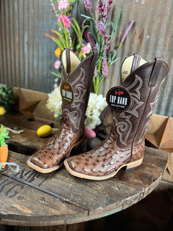 Men's HP Kango Tabacco Full Quill Ostrich Boots-Men's Boots-Anderson Bean-Lucky J Boots & More, Women's, Men's, & Kids Western Store Located in Carthage, MO