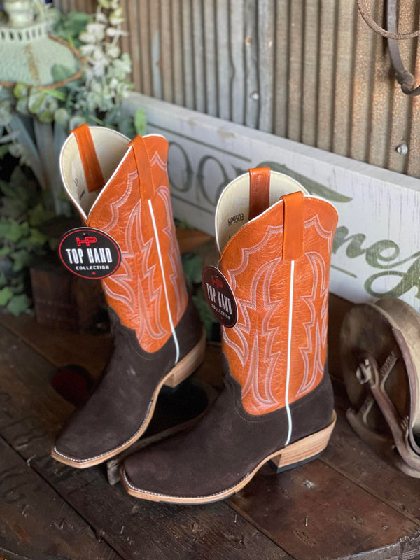 Men's Horse Power Top Hand Collection Chocolate Suede-Men's Boots-Anderson Bean-Lucky J Boots & More, Women's, Men's, & Kids Western Store Located in Carthage, MO