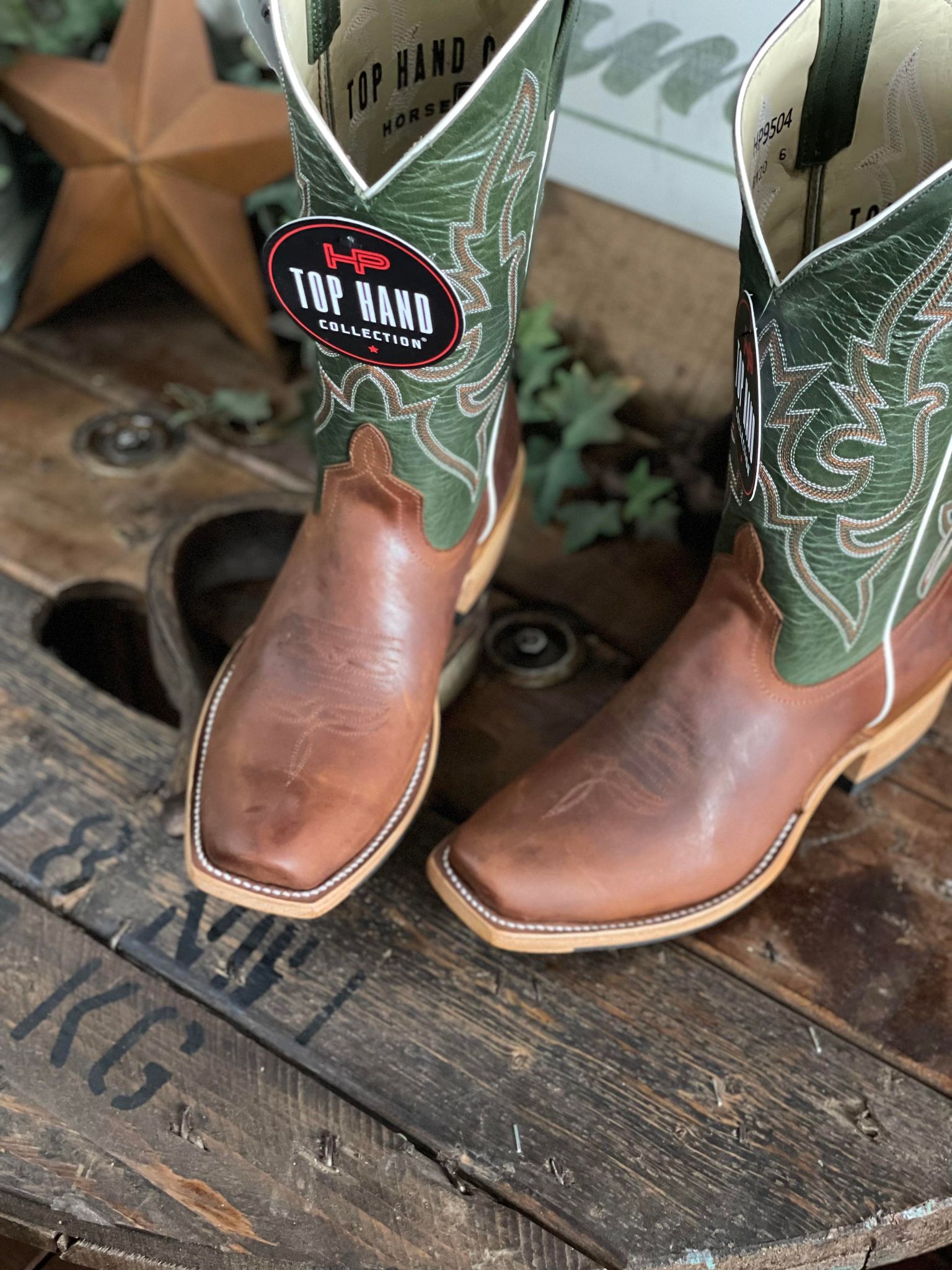 HP Top Hand Collection Cognac Volcano-Men's Boots-Anderson Bean-Lucky J Boots & More, Women's, Men's, & Kids Western Store Located in Carthage, MO