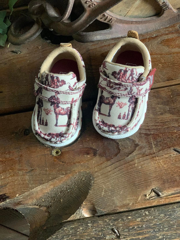 Infant Twisted X Maroon & Ivory Driving Moc-Kids Casual Shoes-Twisted X Boots-Lucky J Boots & More, Women's, Men's, & Kids Western Store Located in Carthage, MO