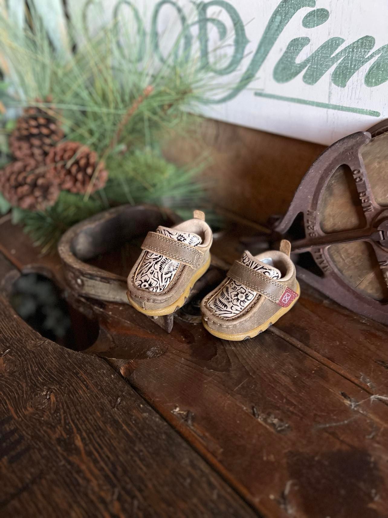 Infant Driving Mocs In Bomber & Nude Print ICA0030-Kids Casual Shoes-Twisted X Boots-Lucky J Boots & More, Women's, Men's, & Kids Western Store Located in Carthage, MO