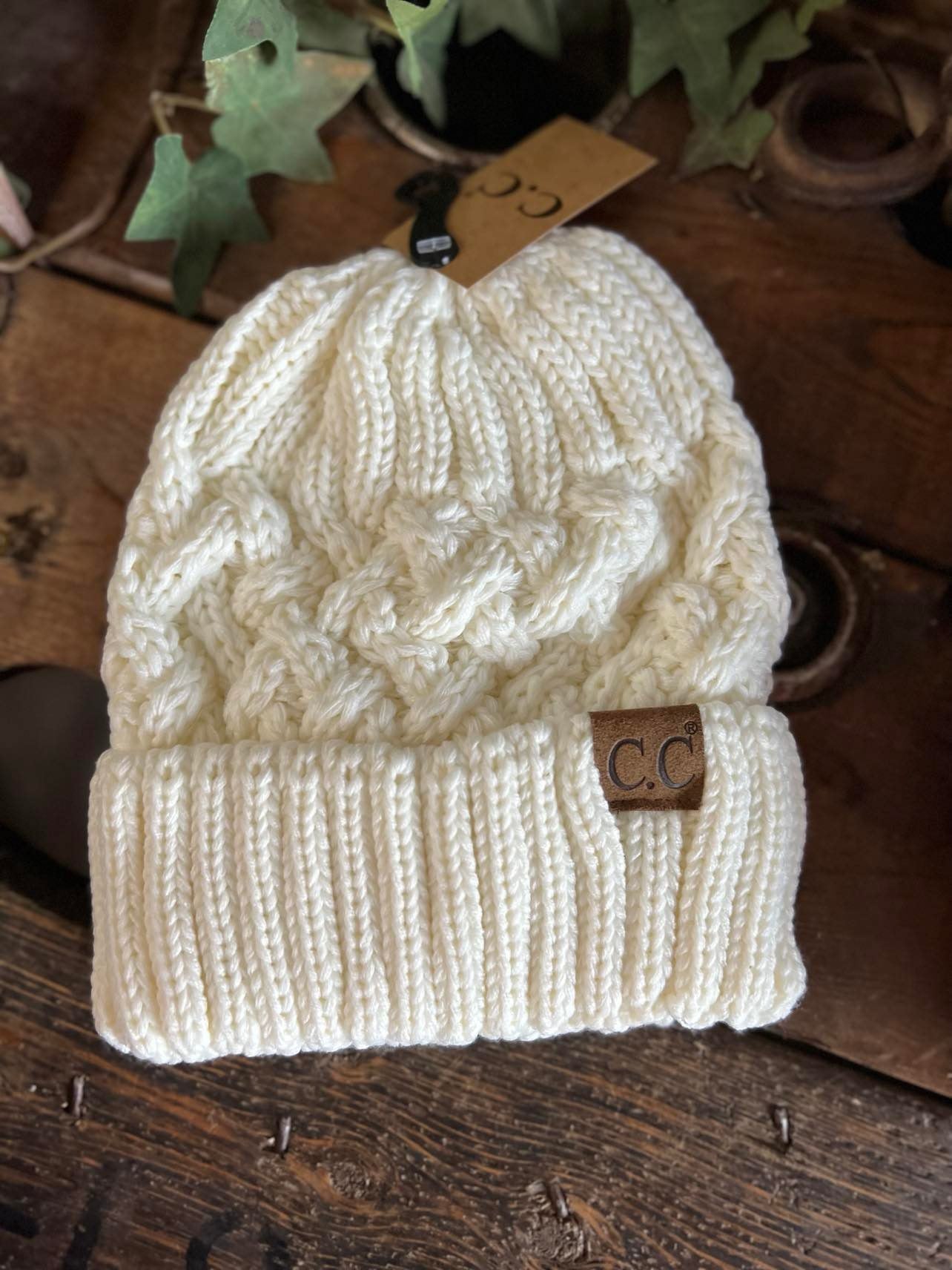 Lattice Knit Cuff Beanie-Beanie/Gloves-C.C Beanies-Lucky J Boots & More, Women's, Men's, & Kids Western Store Located in Carthage, MO