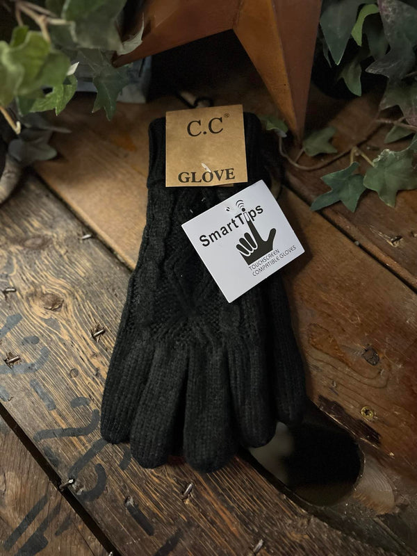 Lined Cable Knit Gloves-Beanie/Gloves-C.C Beanies-Lucky J Boots & More, Women's, Men's, & Kids Western Store Located in Carthage, MO