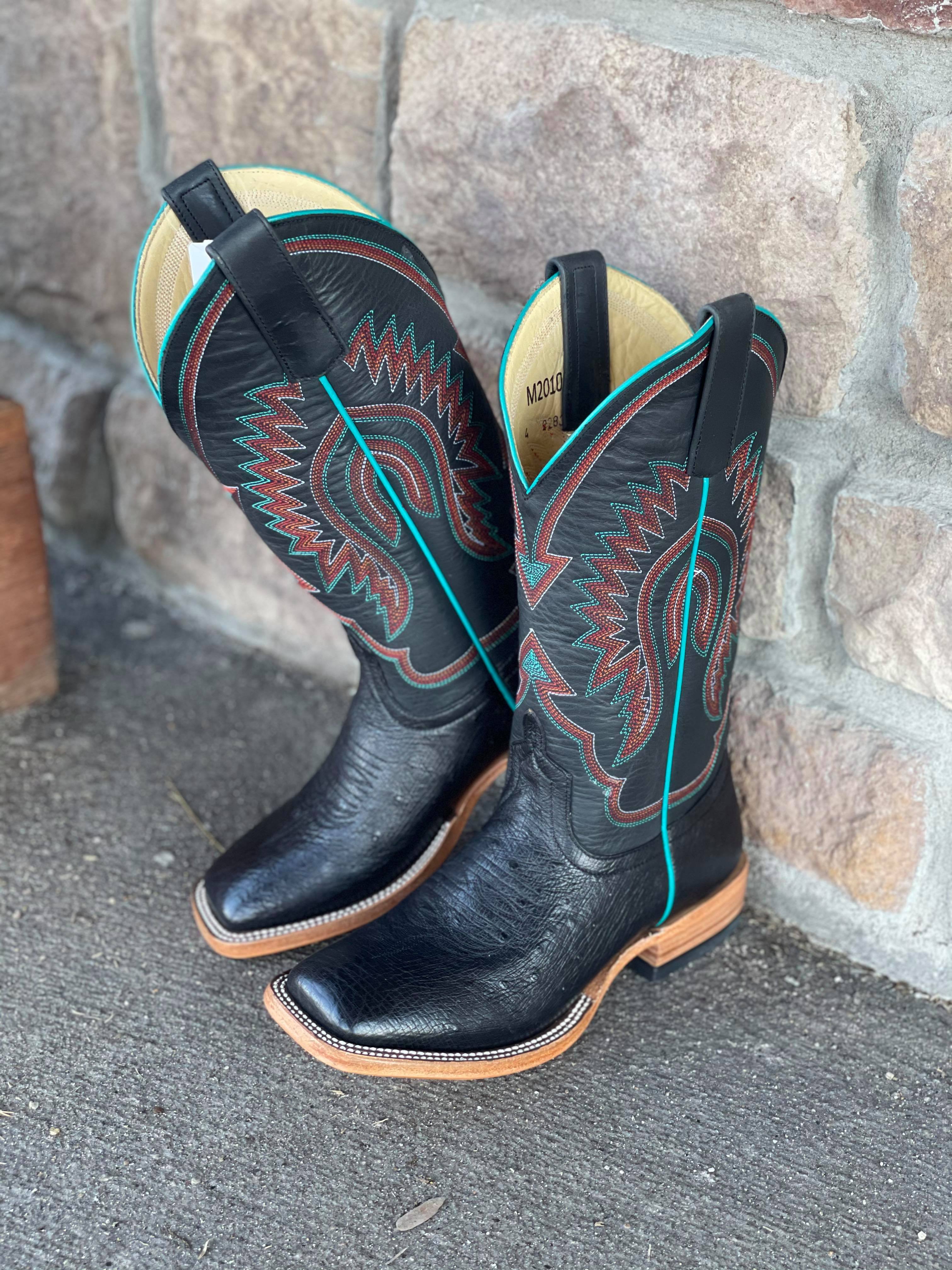 Women's MB TH Black Smooth Ostrich Square Toe Boot-Women's Boots-Anderson Bean-Lucky J Boots & More, Women's, Men's, & Kids Western Store Located in Carthage, MO