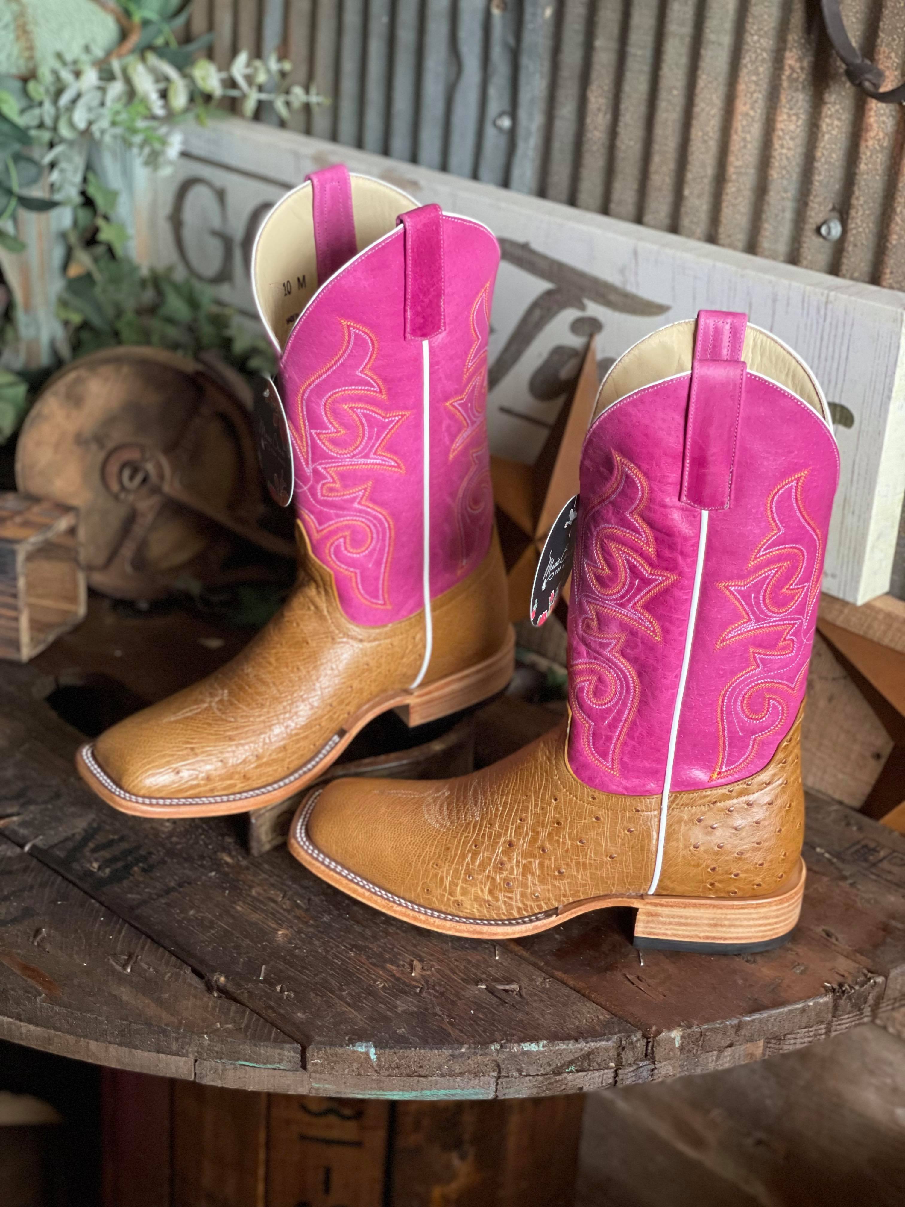 MB Women's Antique Saddle Smooth Ostrich Boots-Women's Boots-Anderson Bean-Lucky J Boots & More, Women's, Men's, & Kids Western Store Located in Carthage, MO
