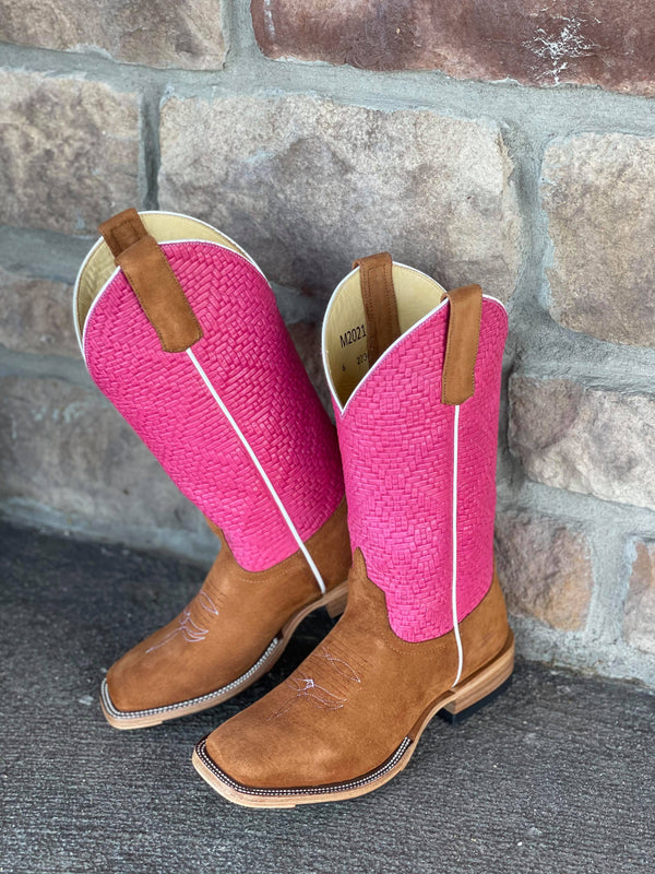 MB Hickory Smoked Bacon Suede Square Toe Boot-Women's Boots-Anderson Bean-Lucky J Boots & More, Women's, Men's, & Kids Western Store Located in Carthage, MO