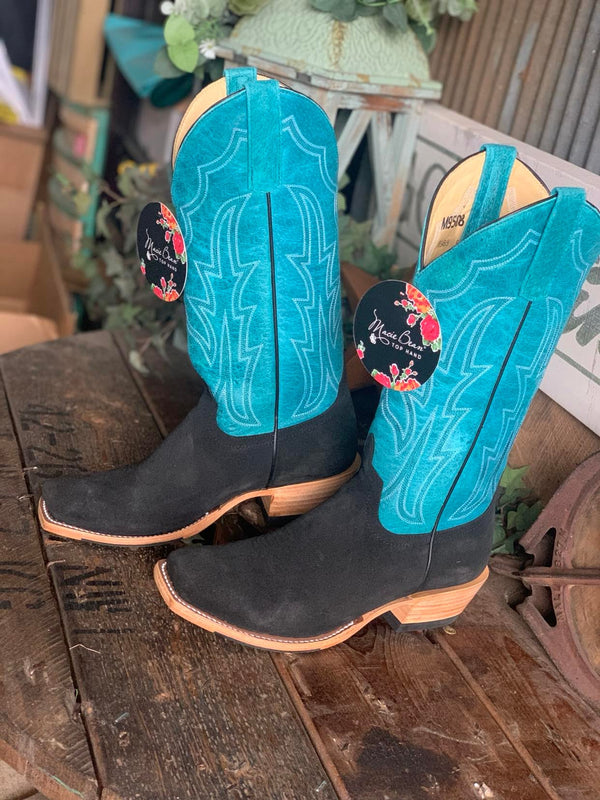 MB Top Hand Black Suede Cutter Toe Boot-Women's Boots-Anderson Bean-Lucky J Boots & More, Women's, Men's, & Kids Western Store Located in Carthage, MO