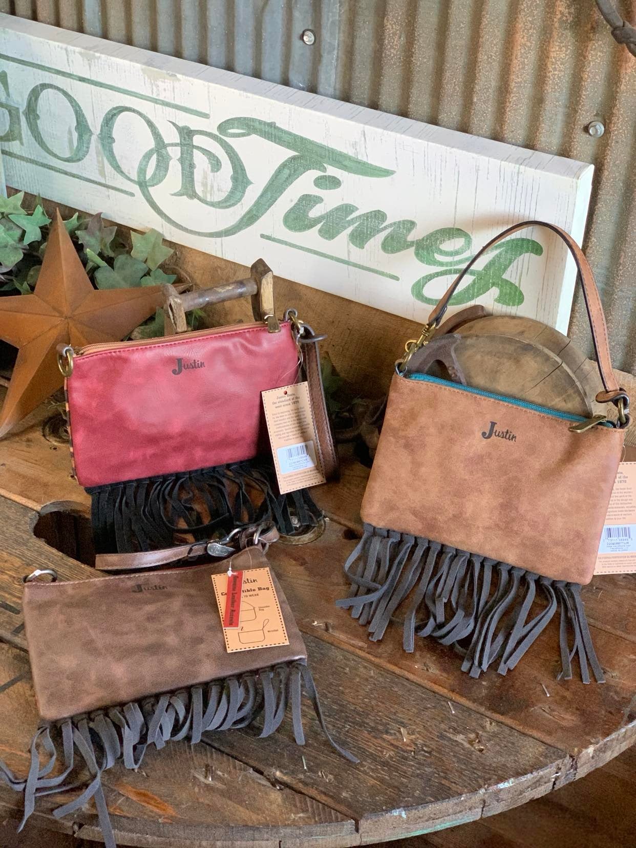 Justin Mini Shoulder Bag with Fringe-Shoulder Bags-TRENDITIONS-Lucky J Boots & More, Women's, Men's, & Kids Western Store Located in Carthage, MO