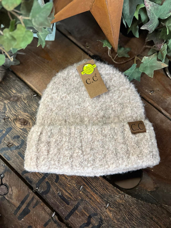 Mixed Tone Boucle Cuff CC Beanie-Beanie/Gloves-C.C Beanies-Lucky J Boots & More, Women's, Men's, & Kids Western Store Located in Carthage, MO