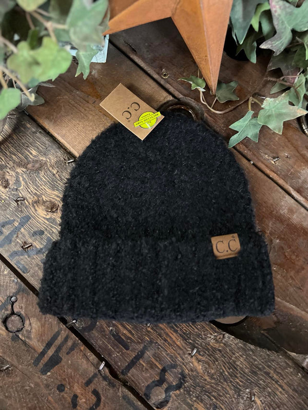 Mixed Tone Boucle Cuff CC Beanie-Beanie/Gloves-C.C Beanies-Lucky J Boots & More, Women's, Men's, & Kids Western Store Located in Carthage, MO