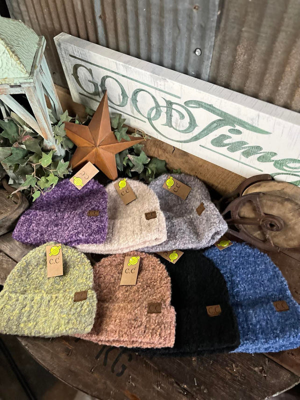 Mixed Tone Boucle Cuff CC Beanie-Beanie/Gloves-C.C Beanies-Lucky J Boots & More, Women's, Men's, & Kids Western Store Located in Carthage, MO