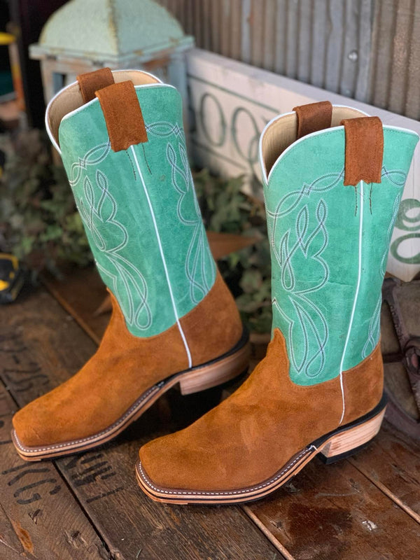 Olathe Wheatbuck Waxy Kudu and Green Super Oil Cutter Toe Boot-Men's Boots-Olathe-Lucky J Boots & More, Women's, Men's, & Kids Western Store Located in Carthage, MO