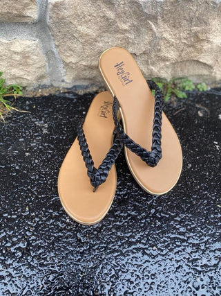 Pigtail Sandal in Black *FINAL SALE*-Women's Casual Shoes-Corkys Footwear-Lucky J Boots & More, Women's, Men's, & Kids Western Store Located in Carthage, MO