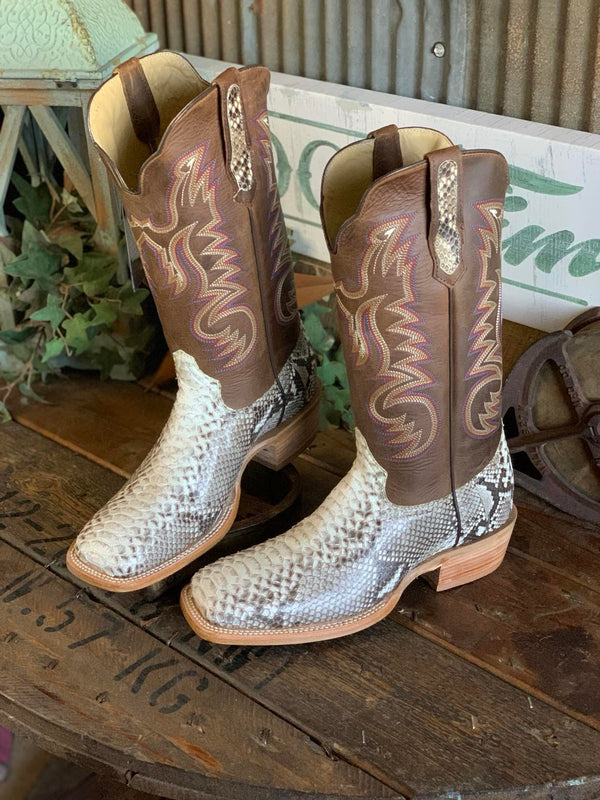 R. Watson Mens Natural Python & Arizona Tan-Men's Boots-R. Watson-Lucky J Boots & More, Women's, Men's, & Kids Western Store Located in Carthage, MO