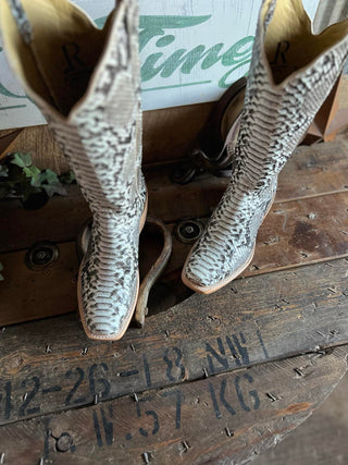 R. Watson Womens Black & White B/C Python-Women's Boots-R. Watson-Lucky J Boots & More, Women's, Men's, & Kids Western Store Located in Carthage, MO