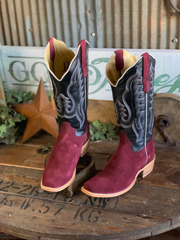 R. Watson Women’s Rhubarb Rough-Out & Black Sinatra Cowhide Boot-Women's Boots-R. Watson-Lucky J Boots & More, Women's, Men's, & Kids Western Store Located in Carthage, MO