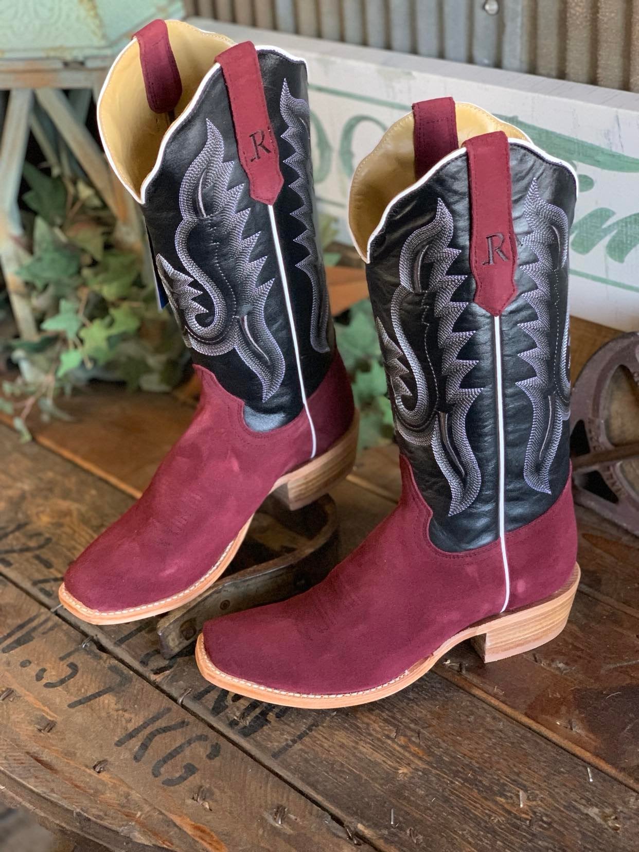 R. Watson Women’s Rhubarb Rough-Out & Black Sinatra Cowhide Boot-Women's Boots-R. Watson-Lucky J Boots & More, Women's, Men's, & Kids Western Store Located in Carthage, MO
