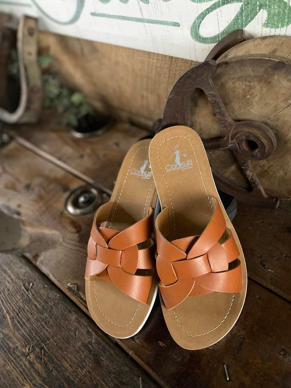 Corkys Rouge Sandal in Cognac-Women's Casual Shoes-Corkys Footwear-Lucky J Boots & More, Women's, Men's, & Kids Western Store Located in Carthage, MO