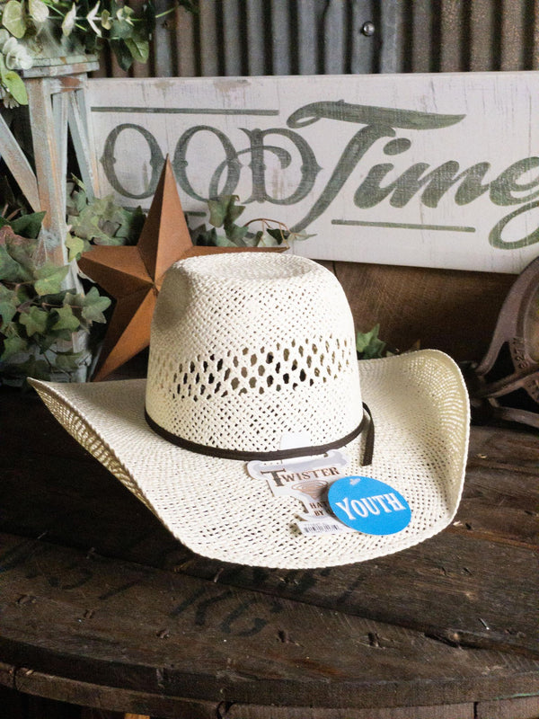 T71637 Twister Youth Straw Hat-Kids Straw Cowboy Hat-M & F Western Products-Lucky J Boots & More, Women's, Men's, & Kids Western Store Located in Carthage, MO