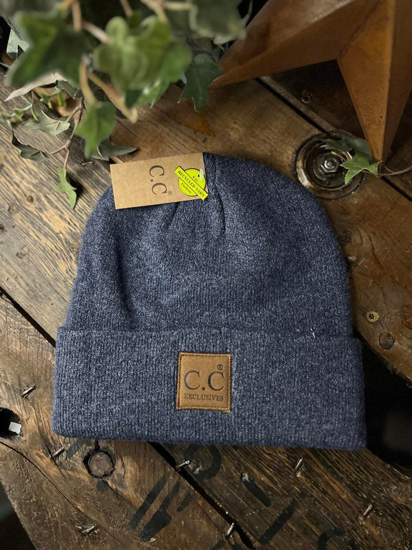 Unisex Soft Ribbed Leather Patch C.C. Beanie-Beanie/Gloves-C.C Beanies-Lucky J Boots & More, Women's, Men's, & Kids Western Store Located in Carthage, MO