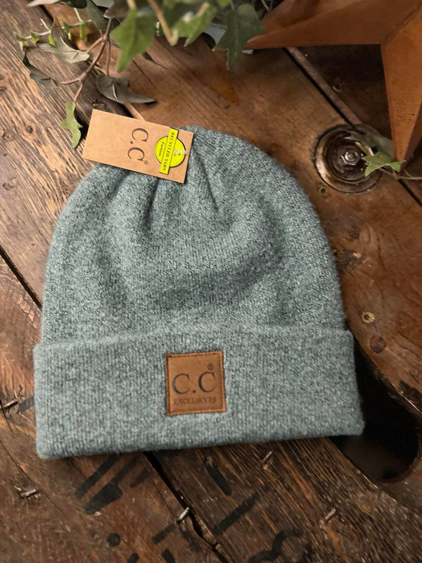 Unisex Soft Ribbed Leather Patch C.C. Beanie-Beanie/Gloves-C.C Beanies-Lucky J Boots & More, Women's, Men's, & Kids Western Store Located in Carthage, MO
