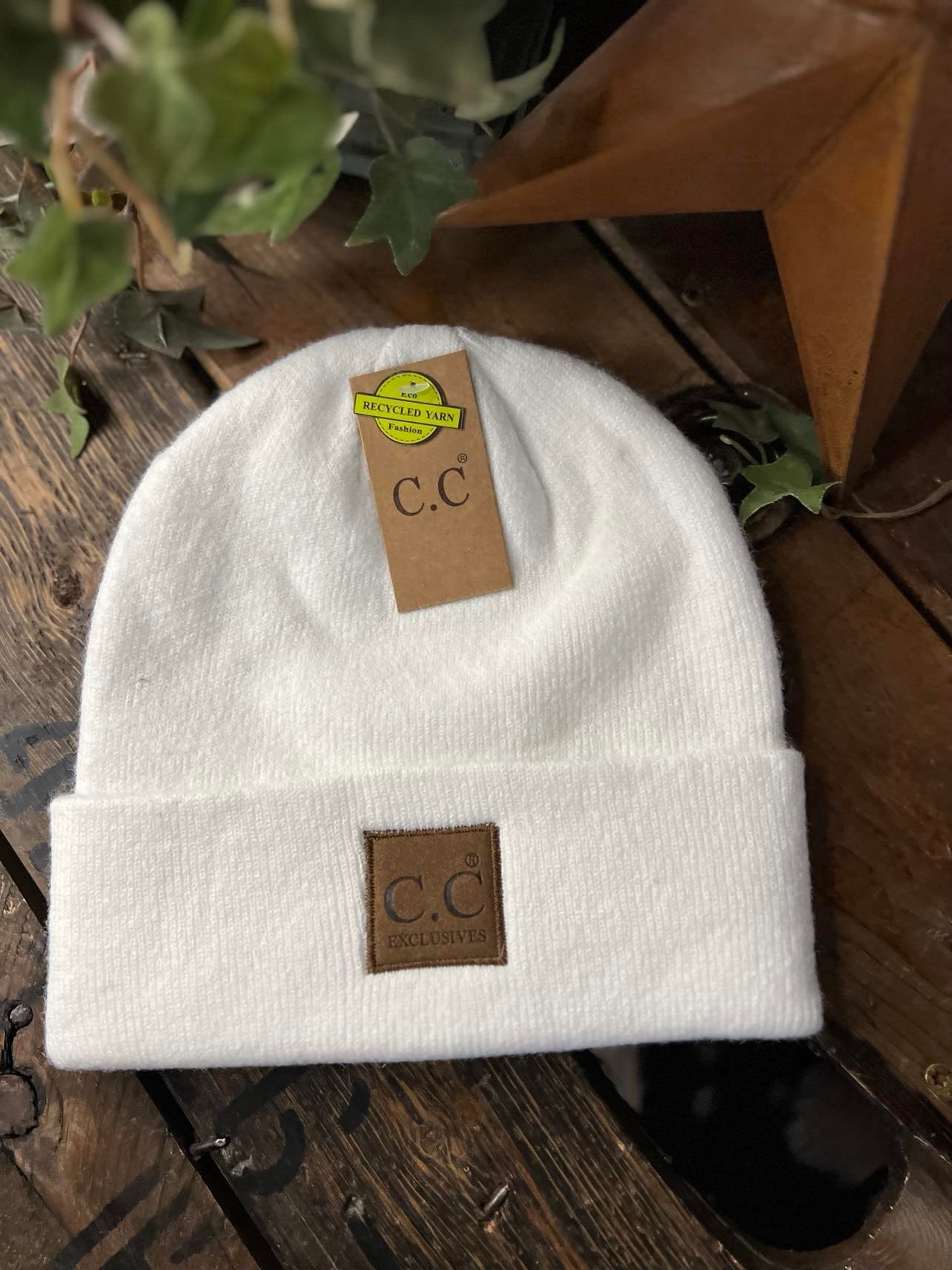 Unisex Soft Ribbed Leather Patch C.C. Beanie-Beanie/Gloves-C.C Beanies-Lucky J Boots & More, Women's, Men's, & Kids Western Store Located in Carthage, MO