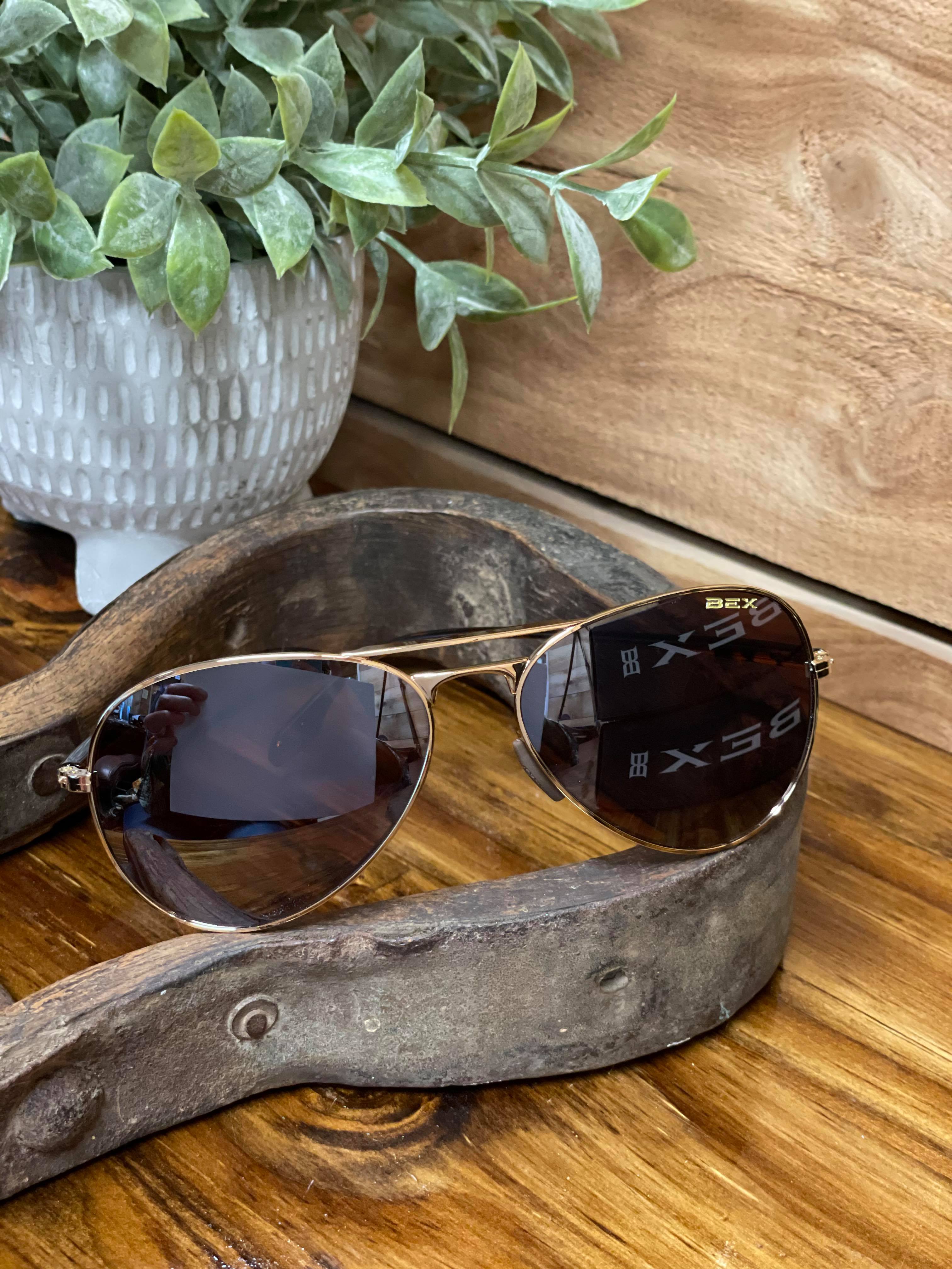 BEX Wesley X Gold/Brown-Sunglasses-Bex Sunglasses-Lucky J Boots & More, Women's, Men's, & Kids Western Store Located in Carthage, MO