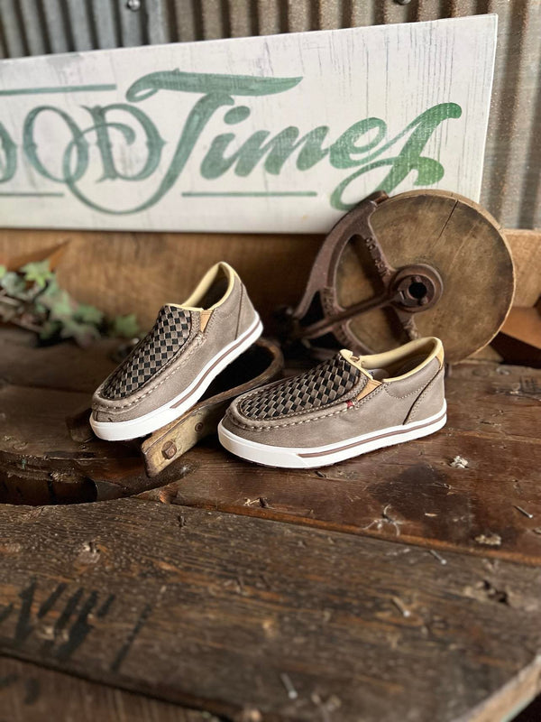 Twisted X Youth Slip on Kicks in Taupe Grey & Black *FINAL SALE*-Kids Casual Shoes-Twisted X Boots-Lucky J Boots & More, Women's, Men's, & Kids Western Store Located in Carthage, MO