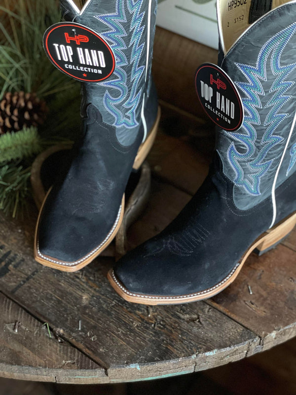 HP Top Hand Collection Black Suede Cutter Toe-Men's Boots-Anderson Bean-Lucky J Boots & More, Women's, Men's, & Kids Western Store Located in Carthage, MO