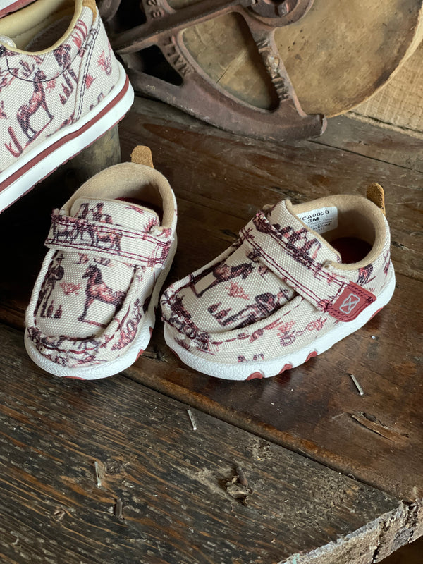 Infant Twisted X Maroon & Ivory Driving Moc-Kids Casual Shoes-Twisted X Boots-Lucky J Boots & More, Women's, Men's, & Kids Western Store Located in Carthage, MO