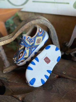 Infant Blue Multi Aztec Driving Mocs-Kids Casual Shoes-Twisted X Boots-Lucky J Boots & More, Women's, Men's, & Kids Western Store Located in Carthage, MO