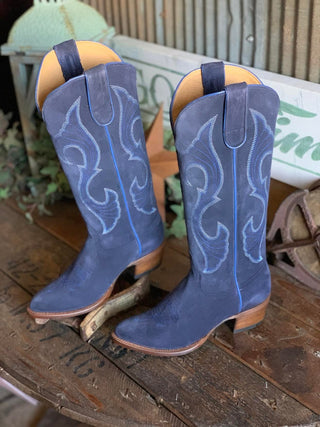 Women's Macie Bean Marine Blue Suede Tall Boot-Women's Boots-Macie Bean-Lucky J Boots & More, Women's, Men's, & Kids Western Store Located in Carthage, MO