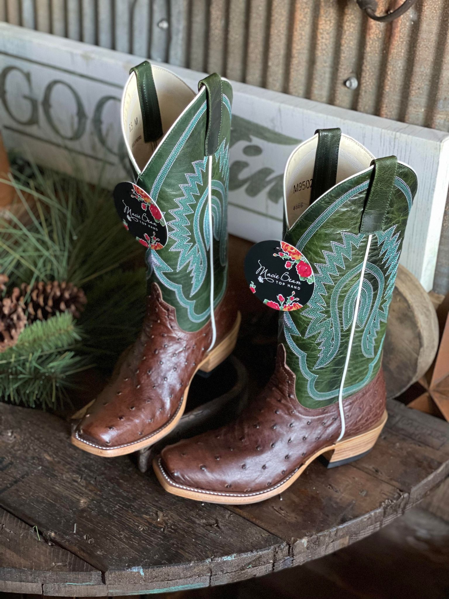 MB Kango Tobac Full Quill Cutter Toe Boots-Women's Boots-Anderson Bean-Lucky J Boots & More, Women's, Men's, & Kids Western Store Located in Carthage, MO