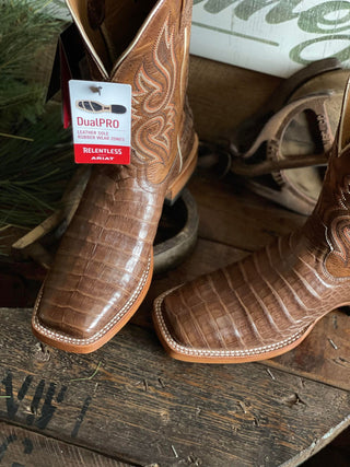 Men's Relentless Ariat Denton Natural Caiman Belly Boot-Men's Boots-Ariat-Lucky J Boots & More, Women's, Men's, & Kids Western Store Located in Carthage, MO