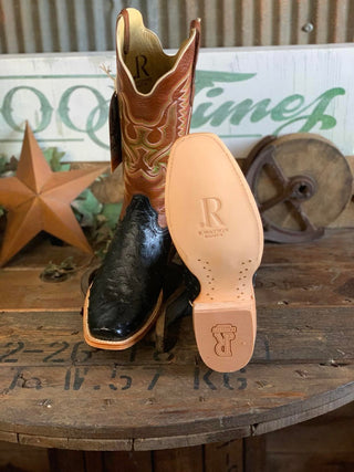 R. Watson Men's Black Full Quill Ostrich Boot-Men's Boots-R. Watson-Lucky J Boots & More, Women's, Men's, & Kids Western Store Located in Carthage, MO
